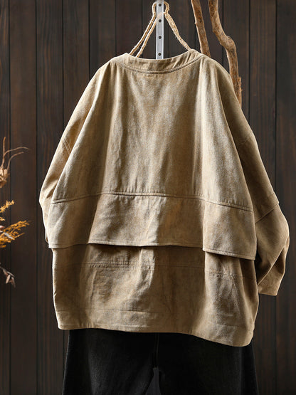 Women Autumn Pure Color O-Neck Cardigan Jacket