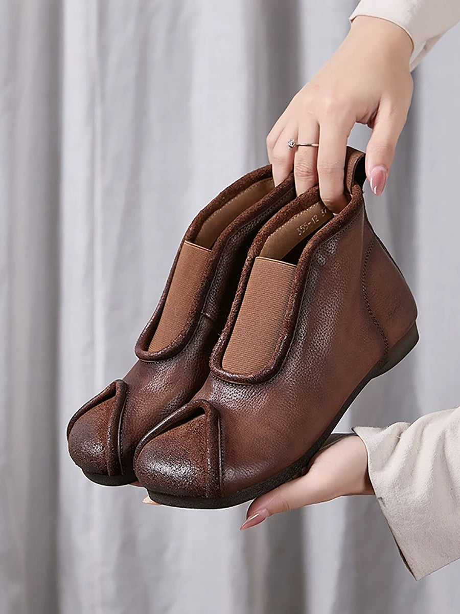 Women Genuine Leather Spliced Ankle Boots