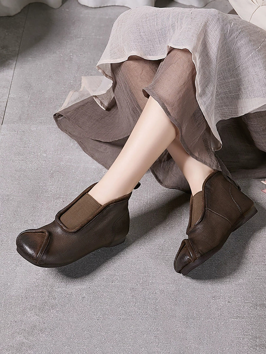 Women Genuine Leather Spliced Ankle Boots