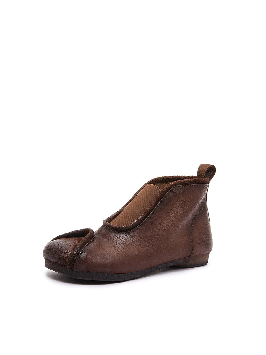 Women Genuine Leather Spliced Ankle Boots