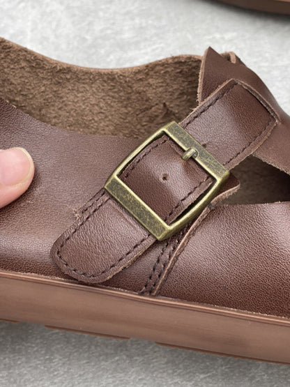 Women Vintage Autumn Soft Leather Flat Shoes