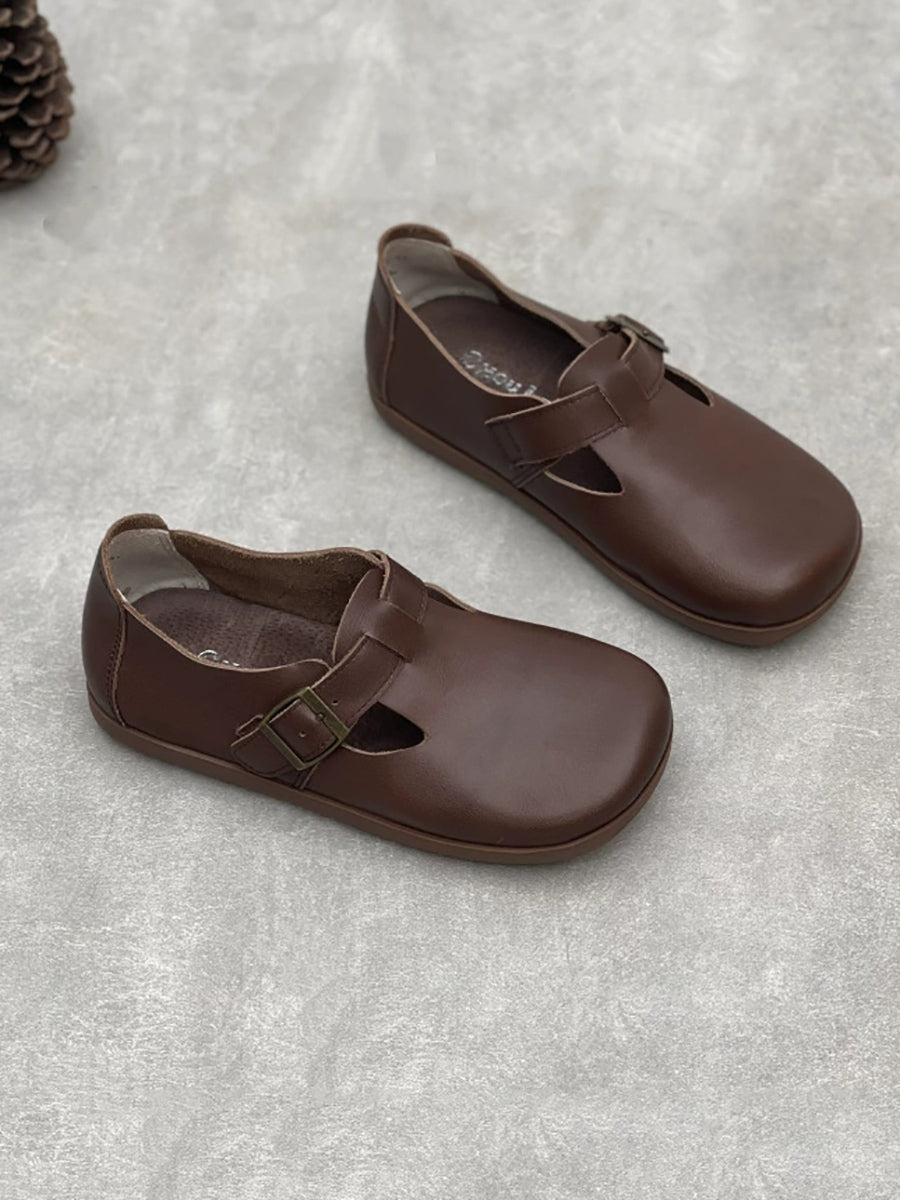 Women Vintage Autumn Soft Leather Flat Shoes