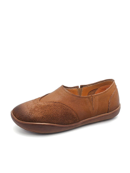 Women Autumn Genuine Leather Spliced Flat Shoes