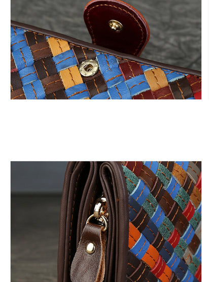 Colorful Leather Weave Multifunction Wallet