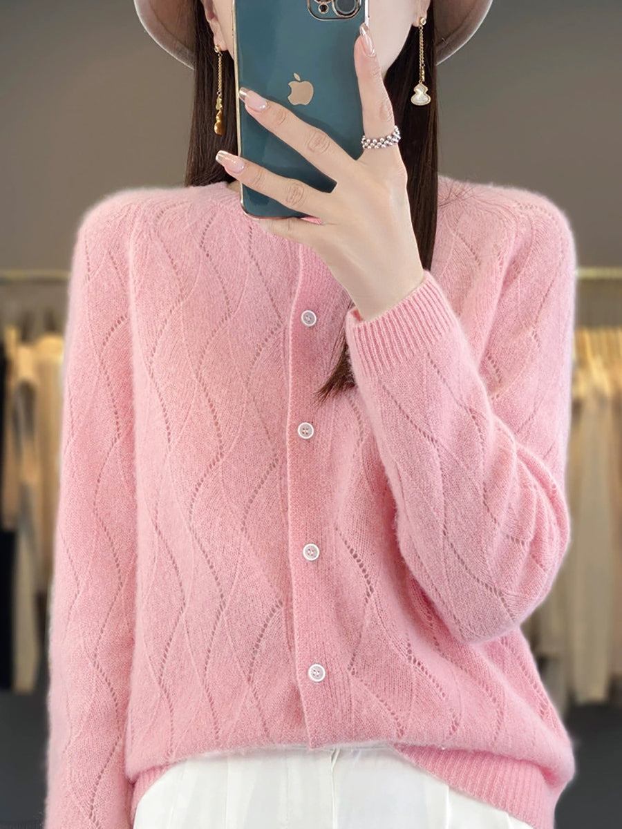 Women Autumn Casual O-Neck Cardigan Sweater