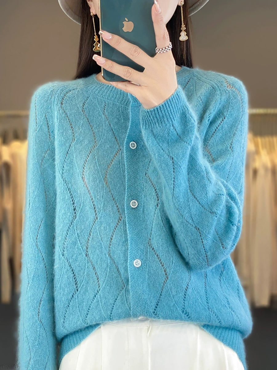 Women Autumn Casual O-Neck Cardigan Sweater