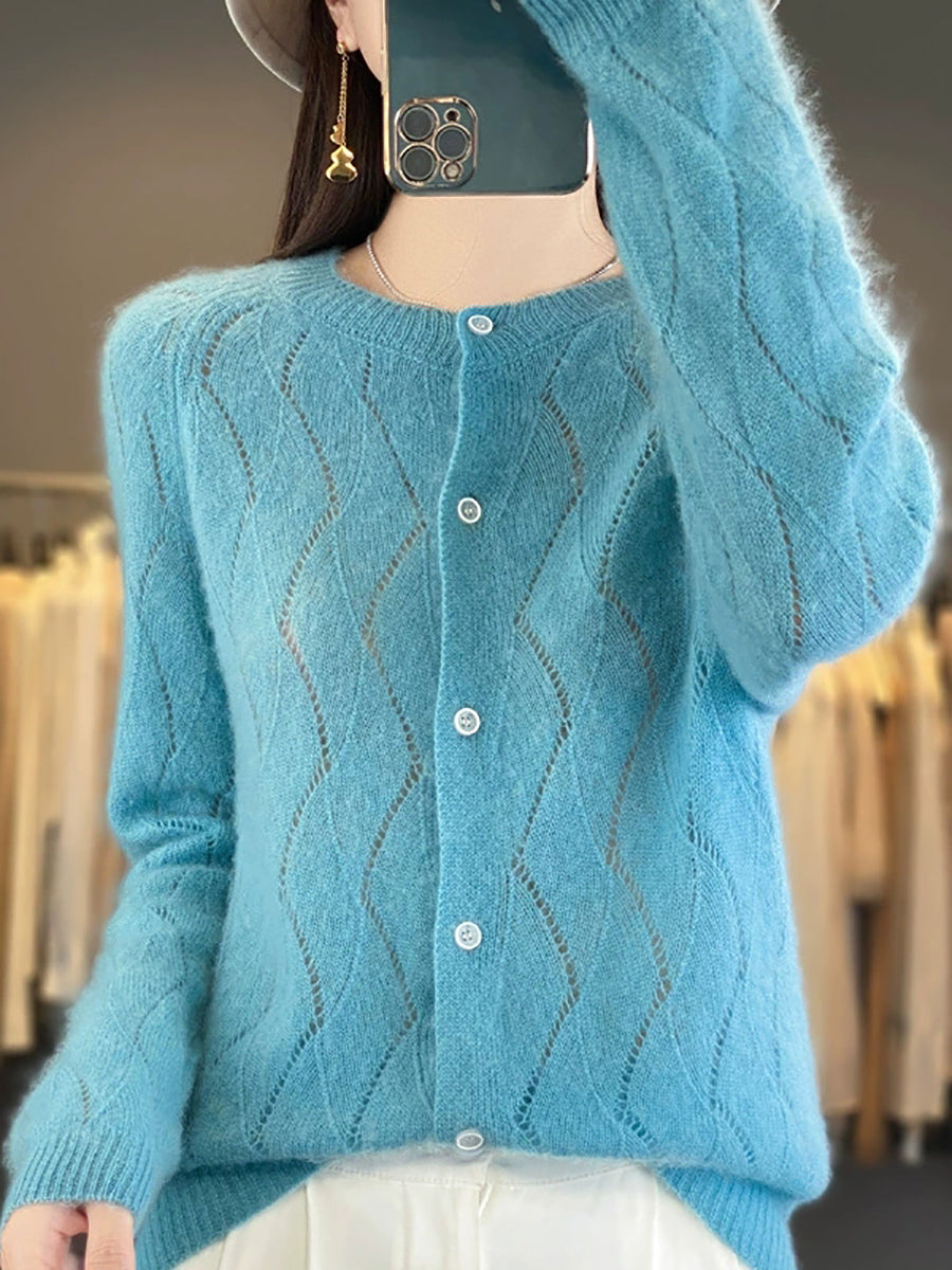 Women Autumn Casual O-Neck Cardigan Sweater