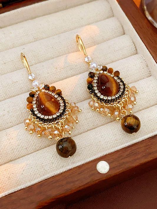 Women Vintage Alloy Rhinestone Zircon Earrings