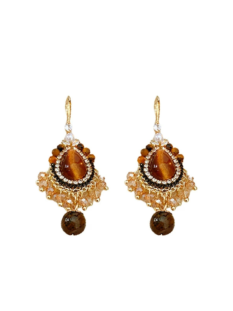 Women Vintage Alloy Rhinestone Zircon Earrings