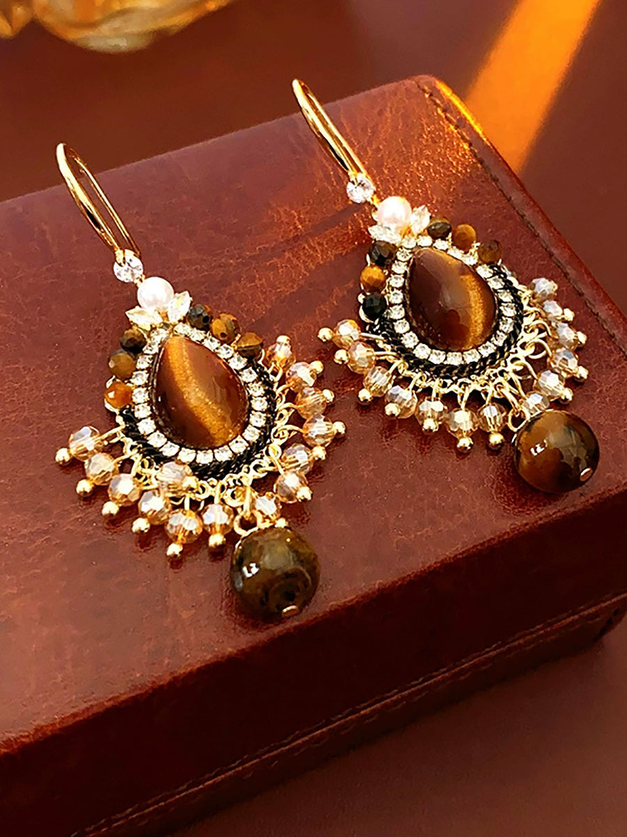 Women Vintage Alloy Rhinestone Zircon Earrings
