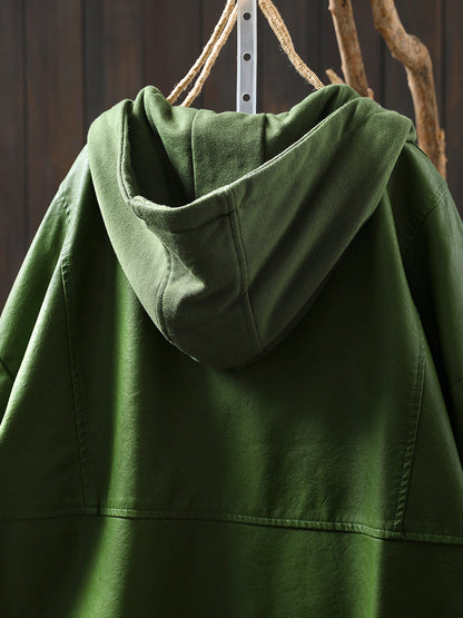 Women Autumn Fashion Pure Color Hooded Jacket