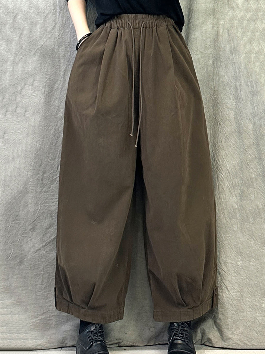 Women Autumn Pure Color Cotton Harem Pants
