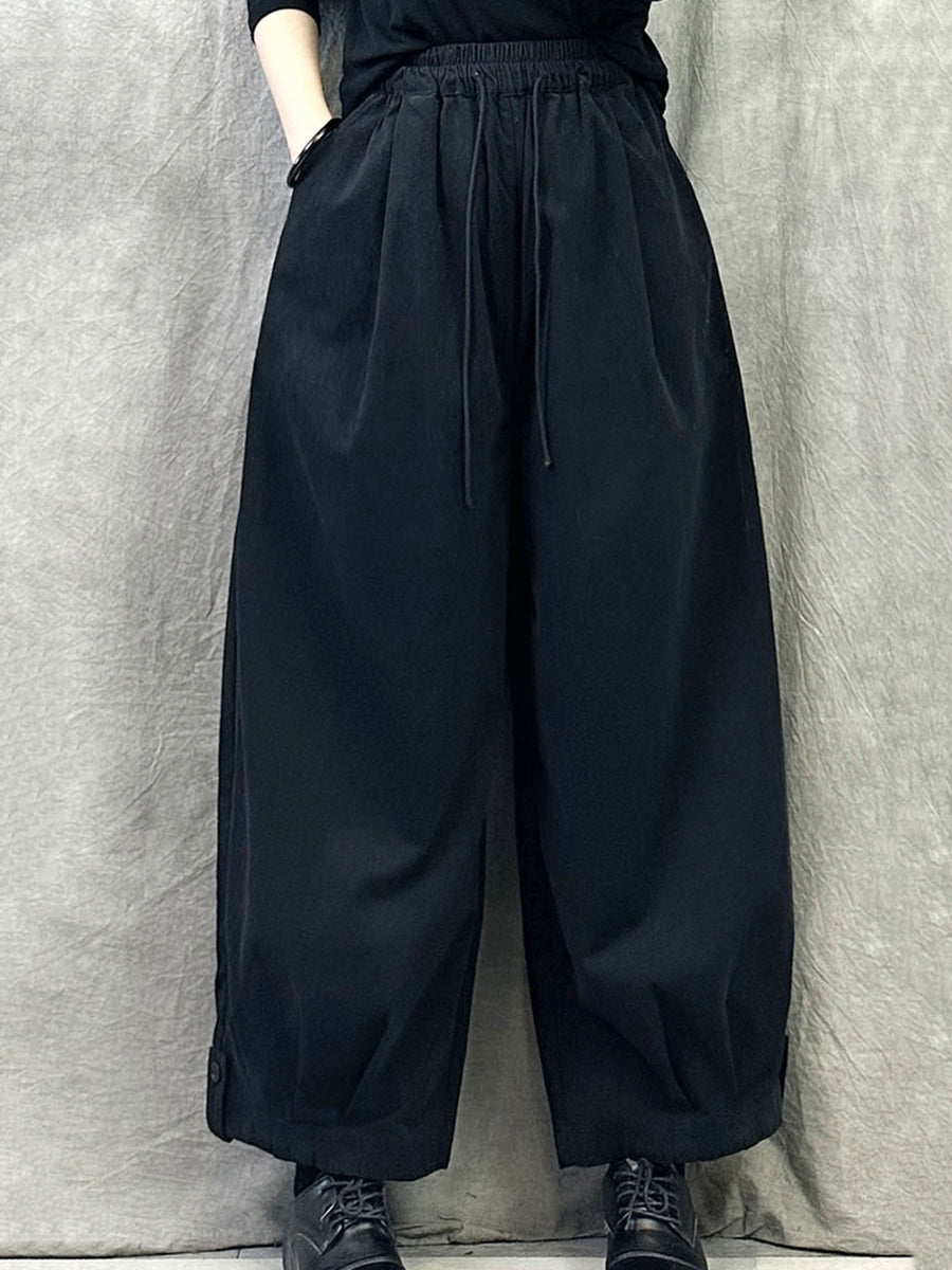 Women Autumn Pure Color Cotton Harem Pants