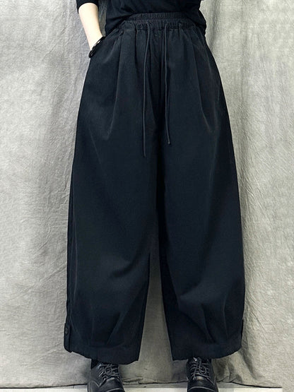 Women Autumn Pure Color Cotton Harem Pants