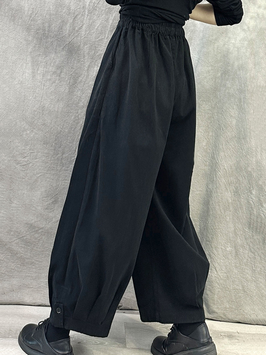 Women Autumn Pure Color Cotton Harem Pants