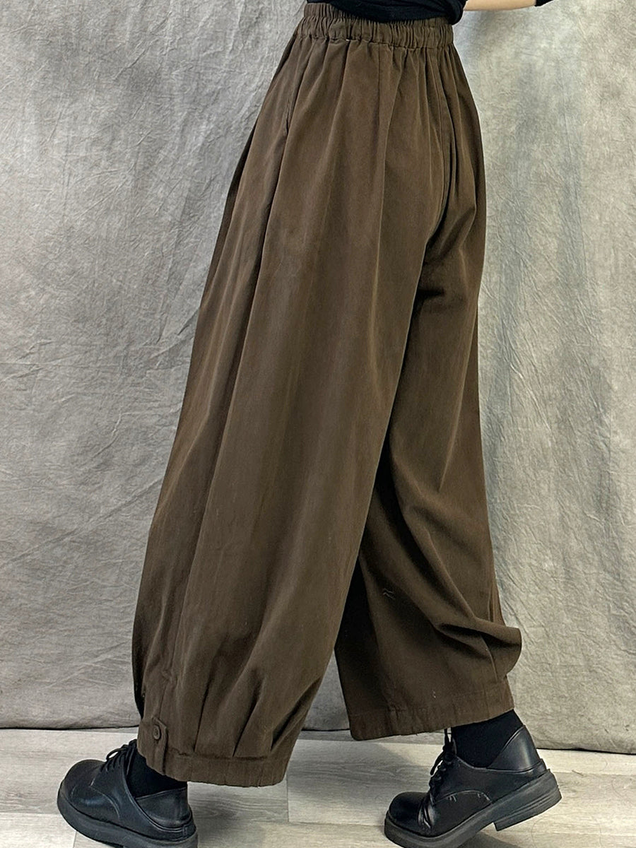Women Autumn Pure Color Cotton Harem Pants