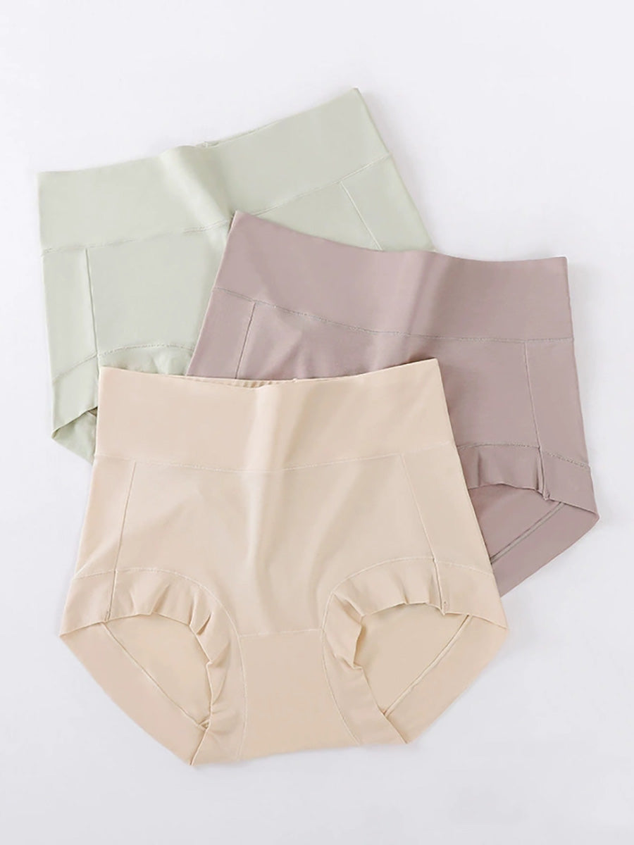 6 Pieces Women High Waist Pure Color Cotton Underwear