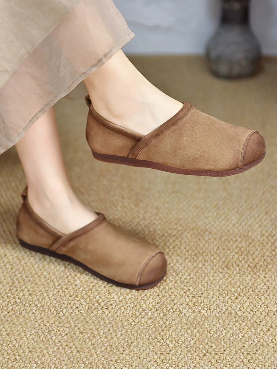 Women Vintage Genuine Leather Flat Shoes