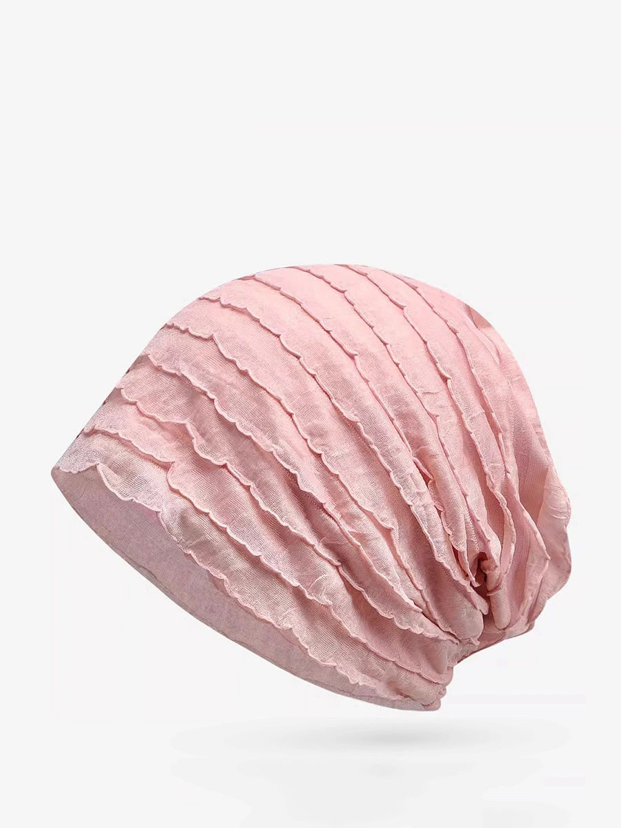 Women Summer Pure Color Shirred Hat