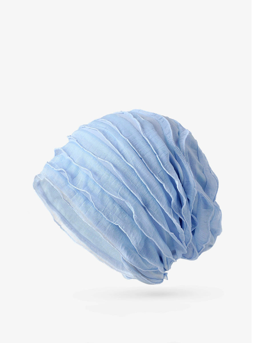 Women Summer Pure Color Shirred Hat