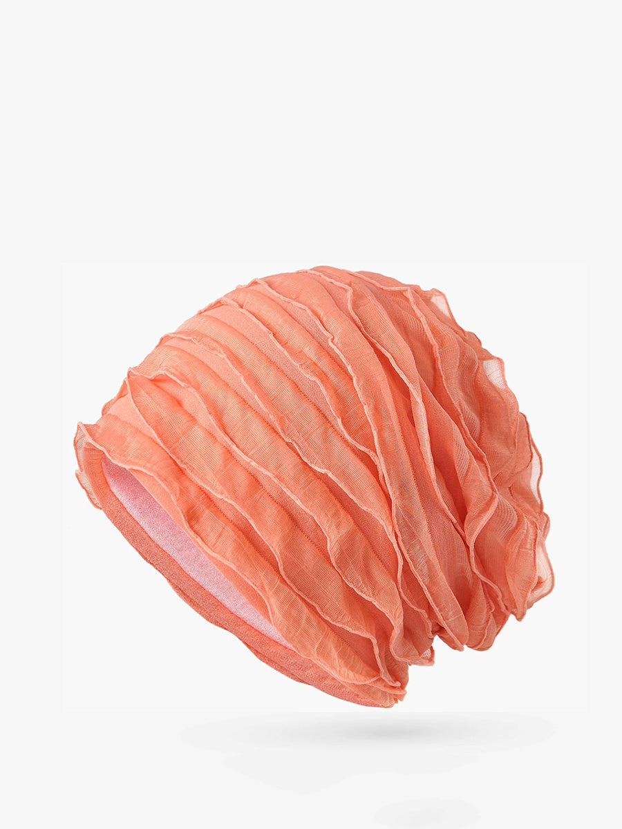 Women Summer Pure Color Shirred Hat