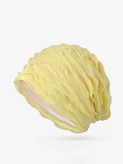 Women Summer Pure Color Shirred Hat