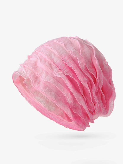 Women Summer Pure Color Shirred Hat