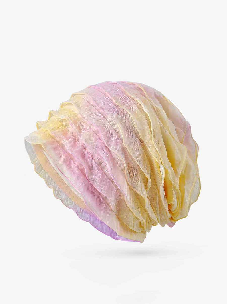 Women Summer Pure Color Shirred Hat