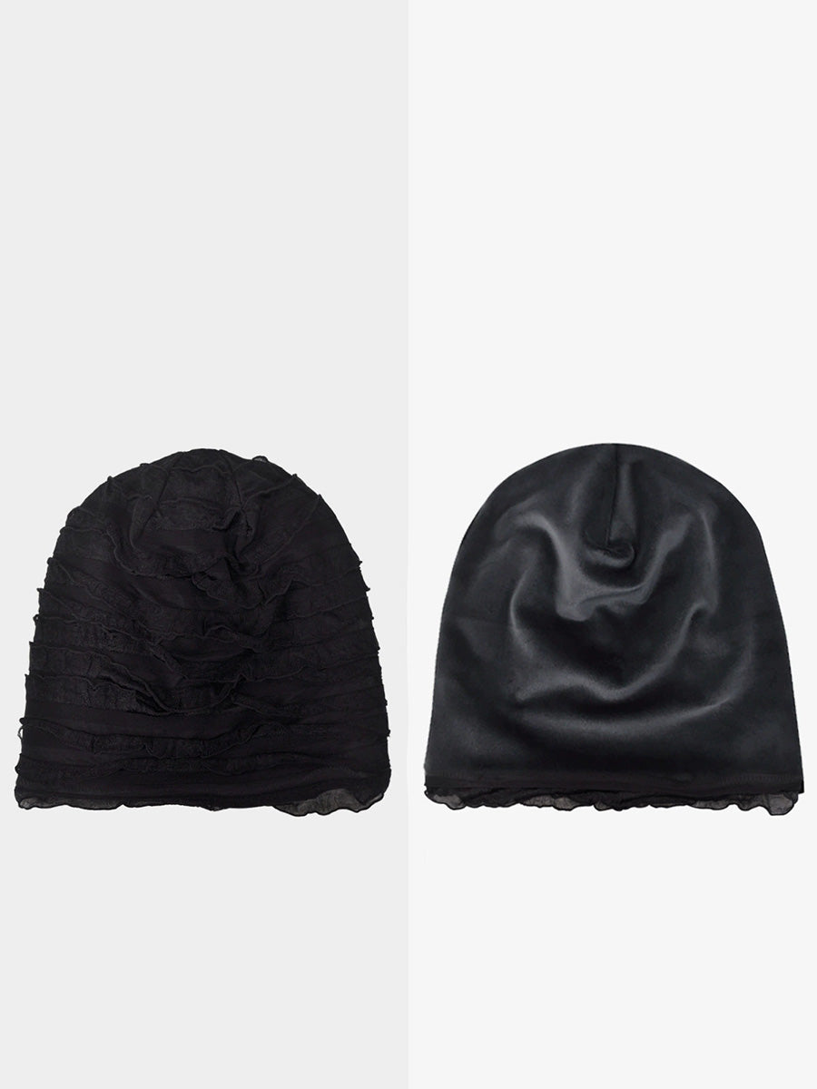 Women Summer Pure Color Shirred Hat