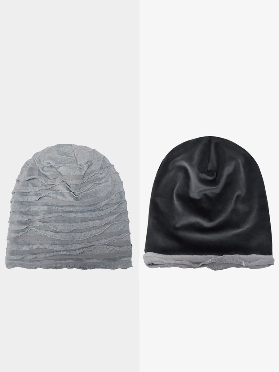 Women Summer Pure Color Shirred Hat