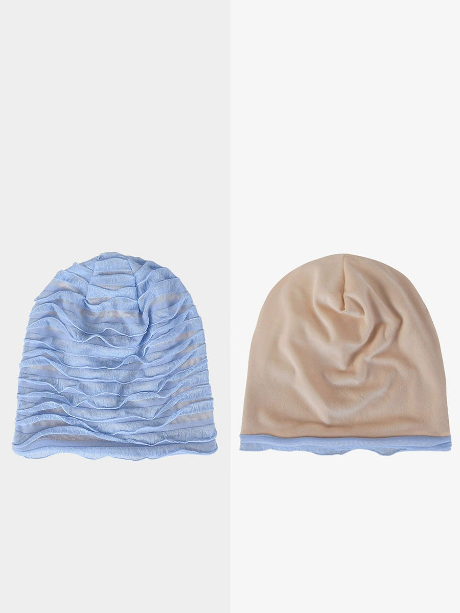 Women Summer Pure Color Shirred Hat