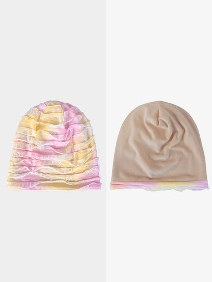 Women Summer Pure Color Shirred Hat