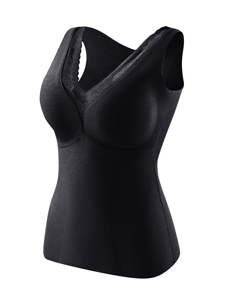 Women Autumn Casual Pure Color V-Neck Bottom Vest