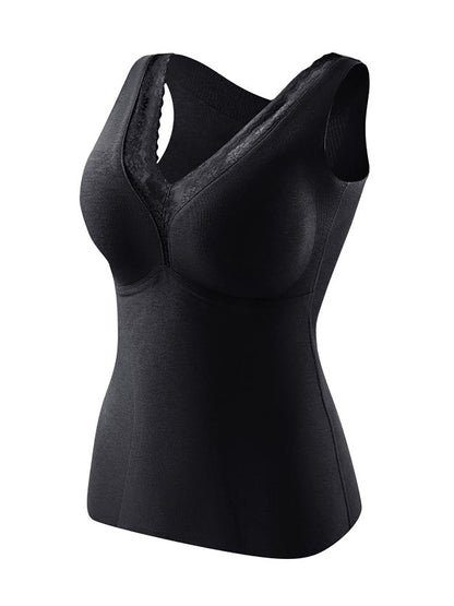 Women Autumn Casual Pure Color V-Neck Bottom Vest