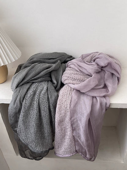 Women Autumn Kniited Spliced Shawl Scarf