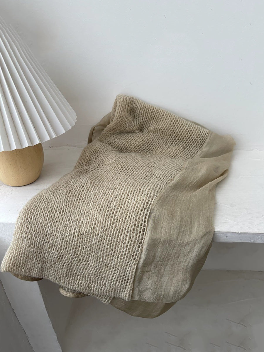 Women Autumn Kniited Spliced Shawl Scarf