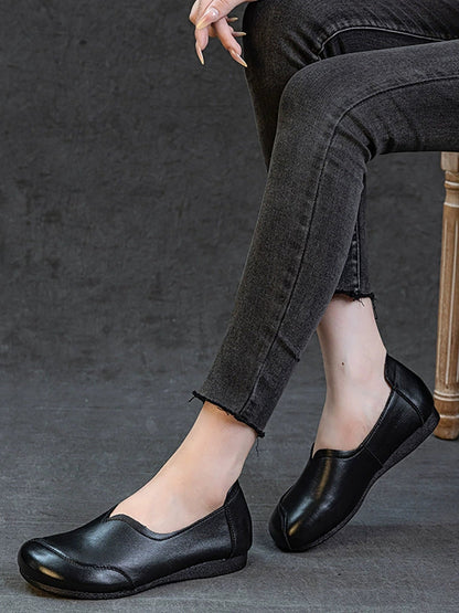 Women Autumn Vintage Genuine Leather Flat Shoes