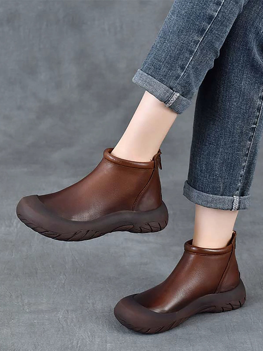 Women Autumn Genuine Leather Ankle Boots