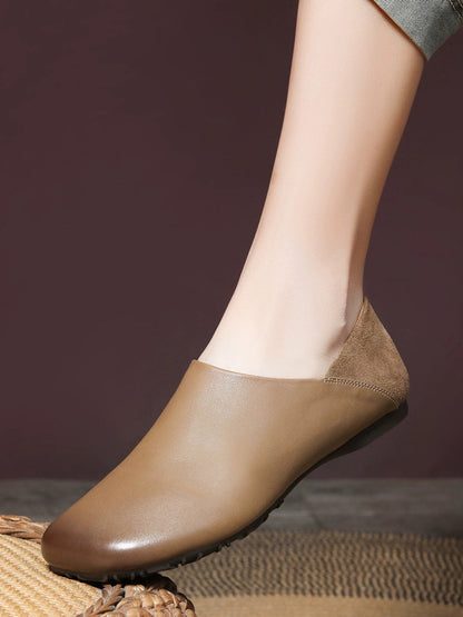 Women Casual Genuine Leather Spliced Flat Shoes