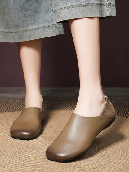 Women Casual Genuine Leather Spliced Flat Shoes