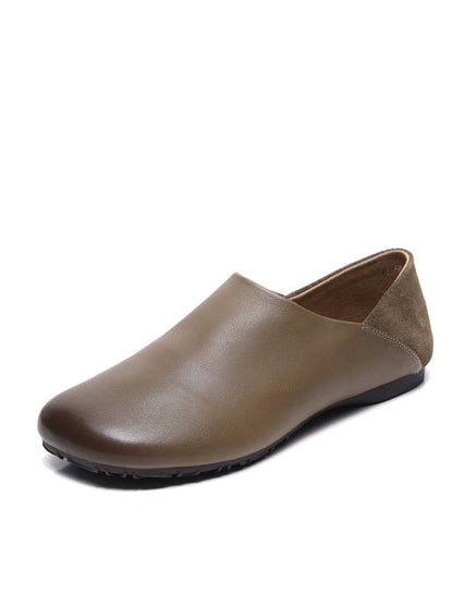 Women Casual Genuine Leather Spliced Flat Shoes