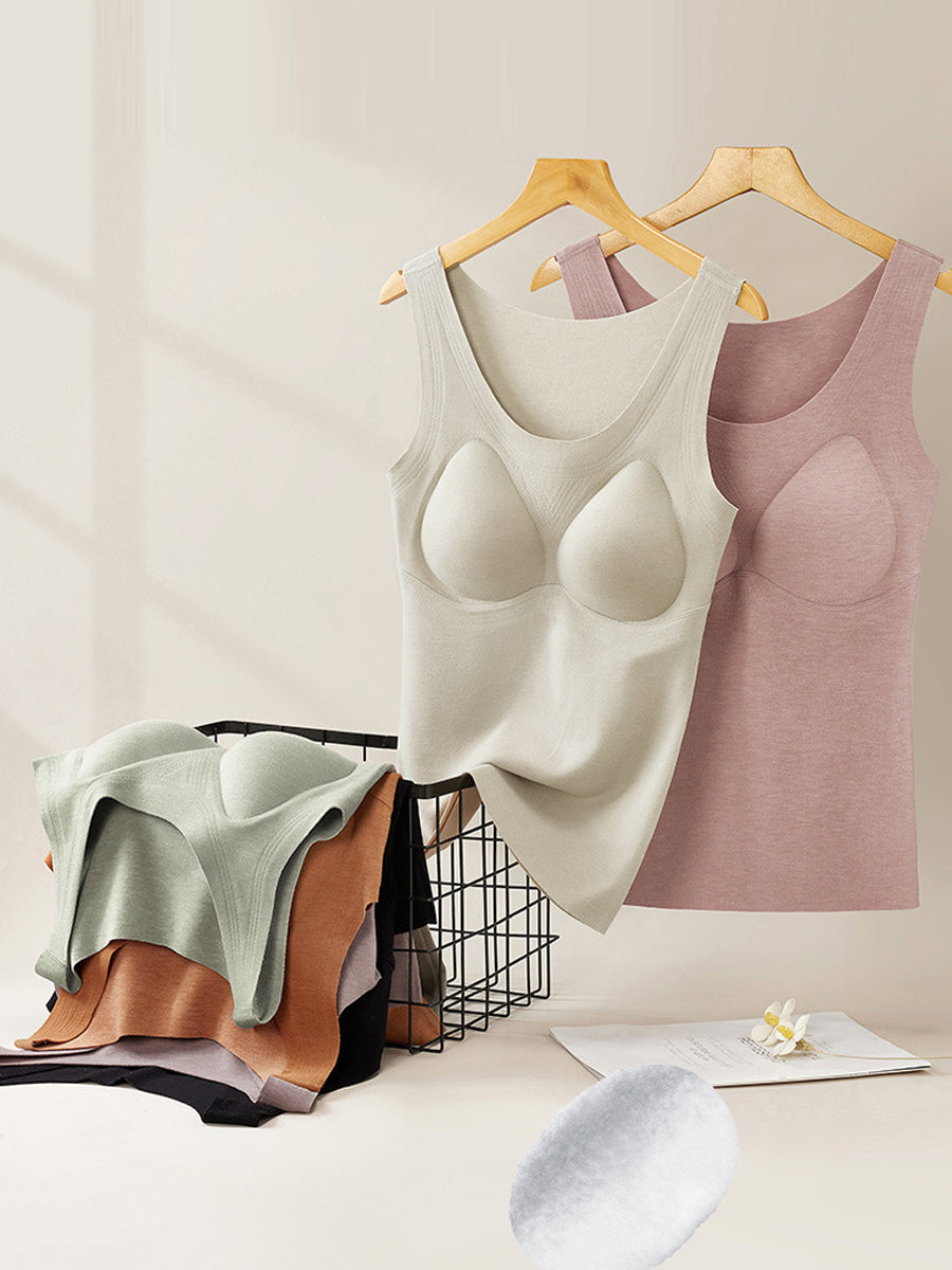 Women Autumn Casual Pure Color U-Neck Bottom Vest