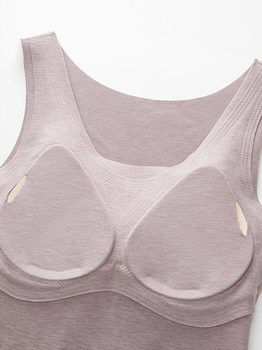 Women Autumn Casual Pure Color U-Neck Bottom Vest