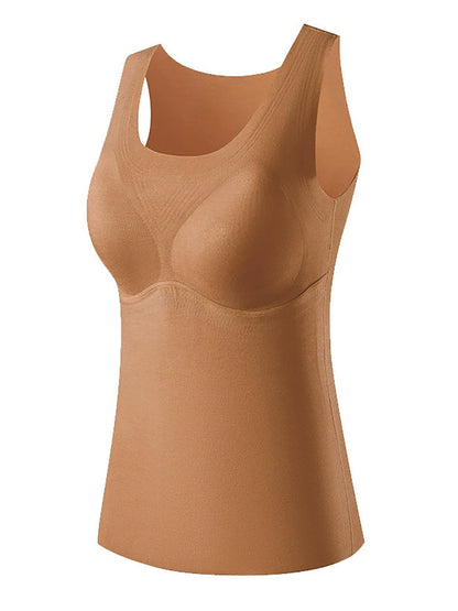Women Autumn Casual Pure Color U-Neck Bottom Vest