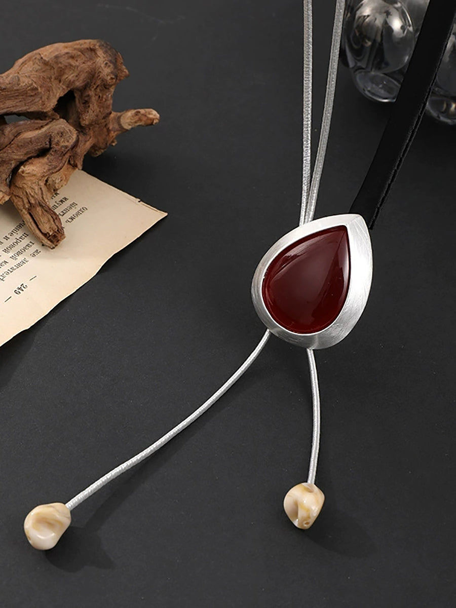 Women Fashion Alloy Stone Pandent Necklace