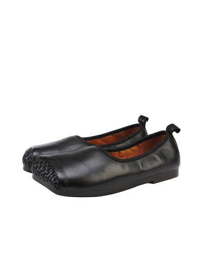 Women Autumn Soft Leather Square Toe Low Heel Shoes