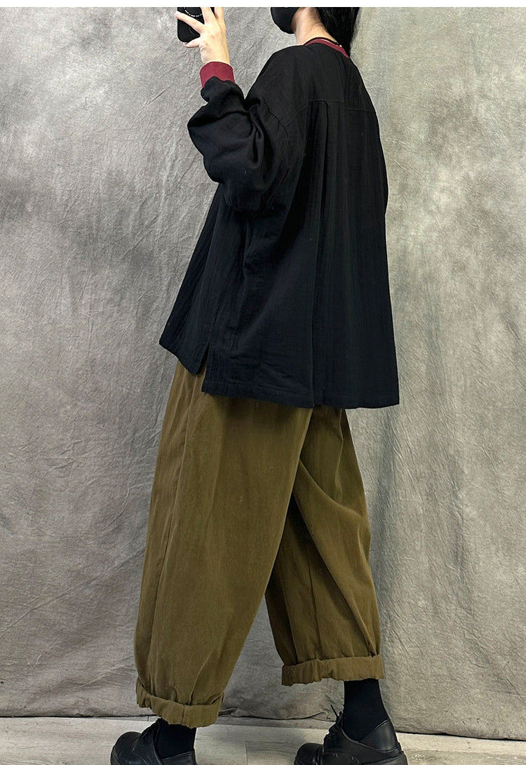 Women Autumn Casual Colorblock O-Neck Shirt