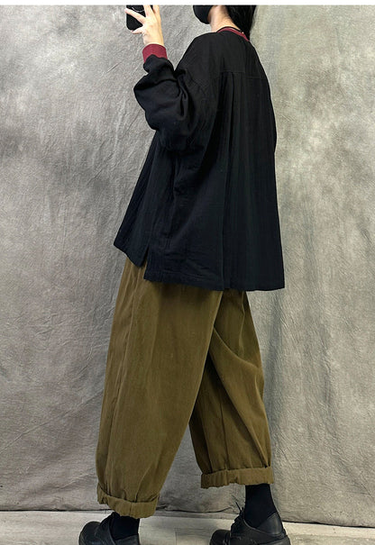 Women Autumn Casual Colorblock O-Neck Shirt