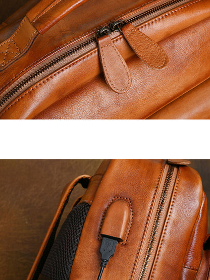 Women Vintage Leather Large Capacity Backpack