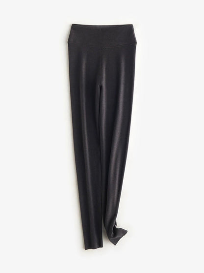 Women Autumn Warm Pure Color High Waist Leggings